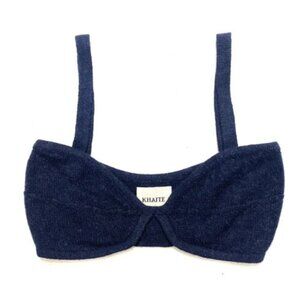 Khaite navy cashmere bralette size large NWT